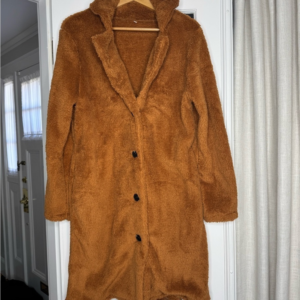 NWOT Faux Fur Teddy Coat Top coat chestnut